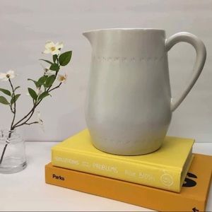 Hearth & Hand Magnolia pitcher white/gray-cream with subtle “x” pattern